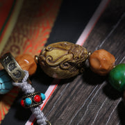 Detail view of Mixed Bead Handheld Tibetan Prayer Beads with Pendant (2 of 6)