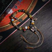 Detail view of Mixed Bead Handheld Tibetan Prayer Beads with Pendant (4 of 6)