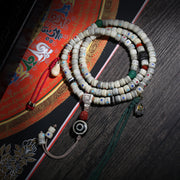 Detail view of Ivory-Color 108 Mala Beads with Multicolor Inlays (2 of 6)