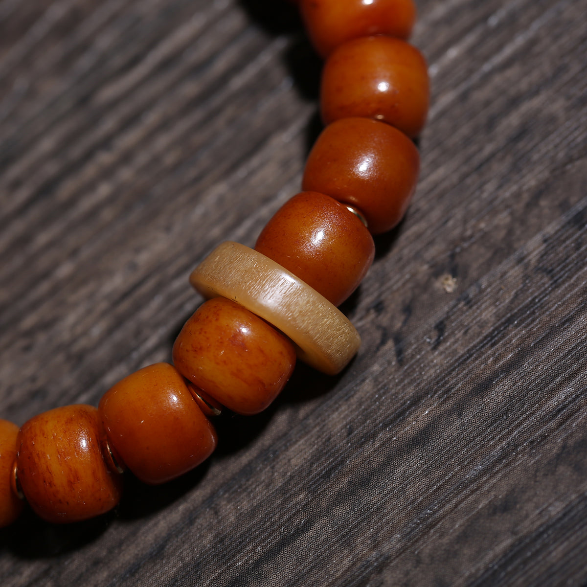 Minimalist Amber-Color Buddhist Bead Bracelet