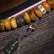 Detail view of Golden Brown Handheld Tibetan Prayer Beads with Tassel (4 of 6)