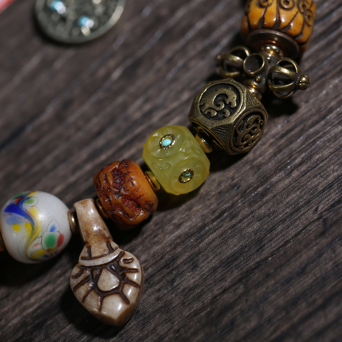 Mixed Bead Handheld Tibetan Prayer Beads with Pendant