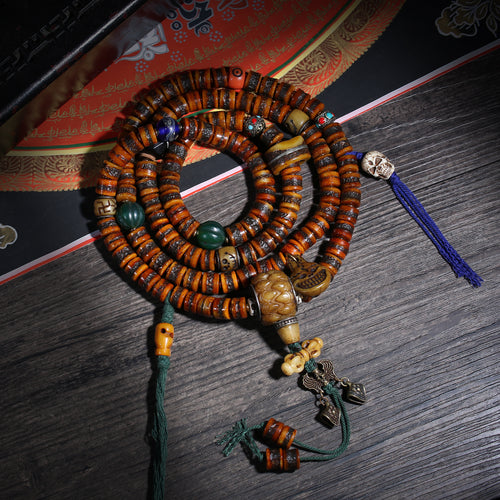 Detail view of Brown 108 Mala Beads with Mixed Charm Accents (2 of 6)